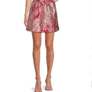 Buru Palm Brocade Print Mini skirt